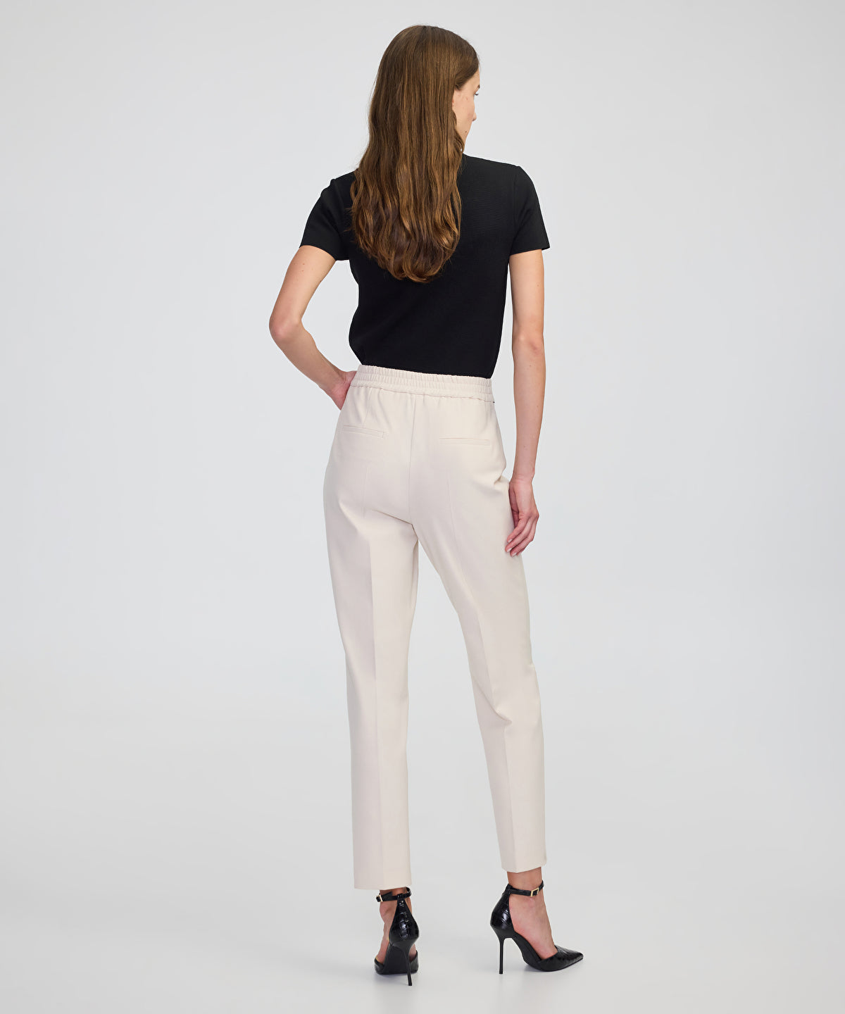 Zoomed Contrast-Piping Cigarette Trousers
