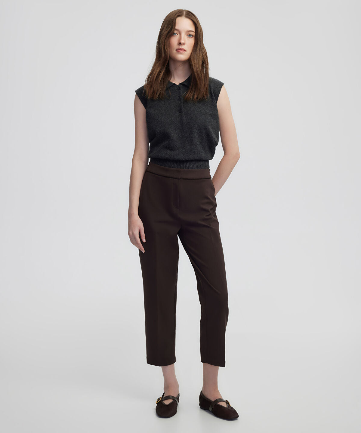 Zoomed Contrast-Piping Cigarette Trousers