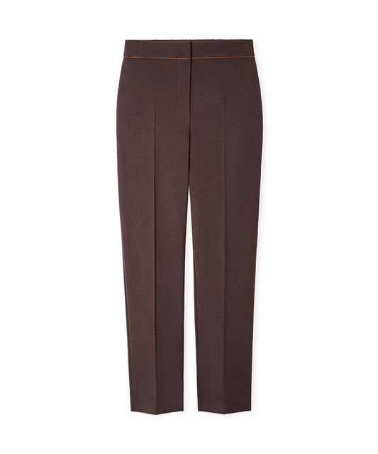 Contrast-Piping Cigarette Trousers