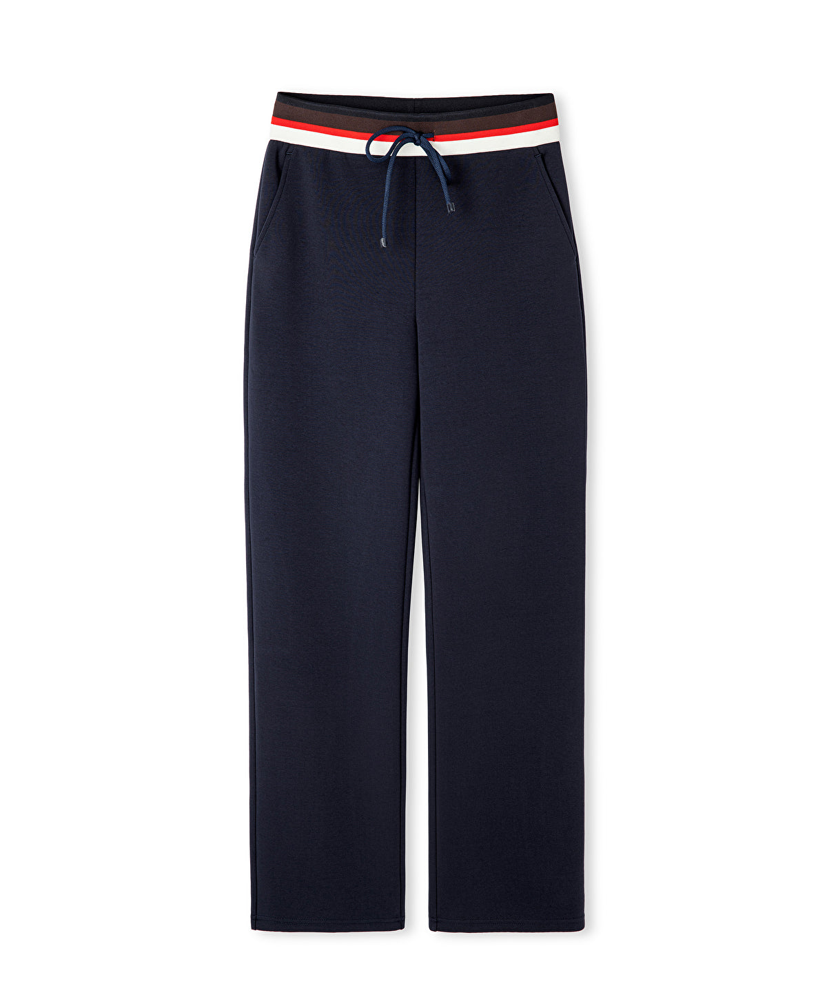 Contrast Waist Wide-Leg Trousers