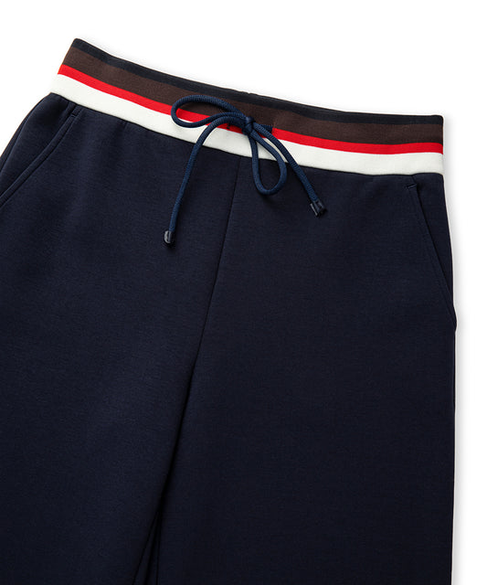 Contrast Waist Wide-Leg Trousers