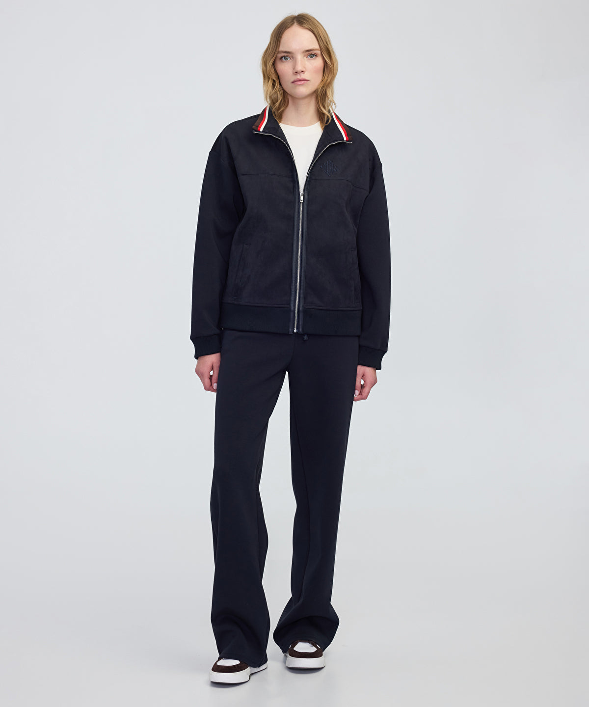 Contrast Waist Wide-Leg Trousers