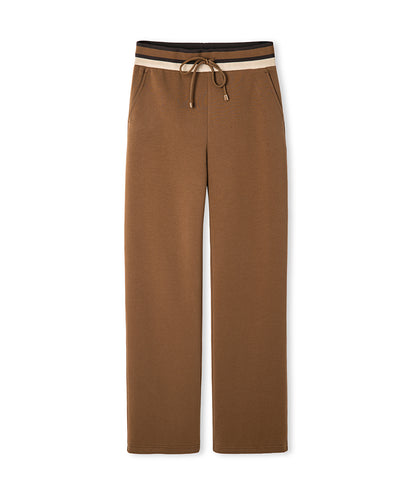 Contrast Waist Wide-Leg Trousers
