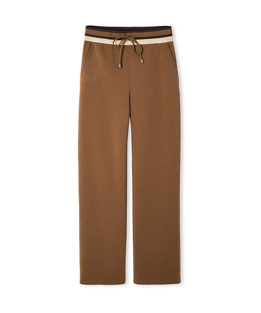 Contrast Waist Wide-Leg Trousers