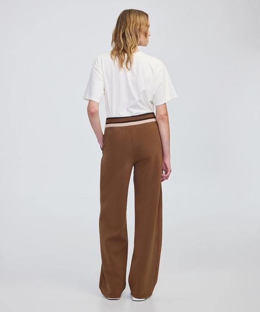 Contrast Waist Wide-Leg Trousers