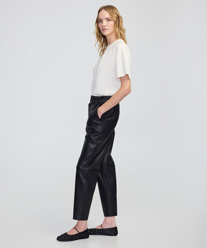 Leather-Effect Carrot-Fit Trousers