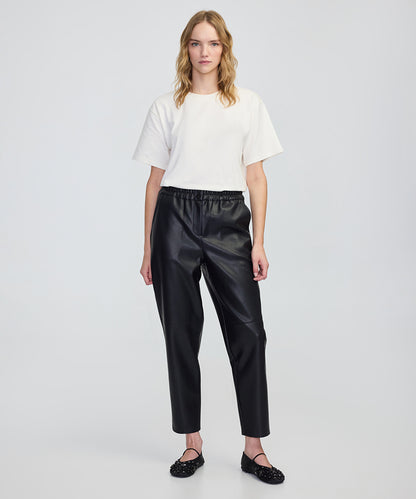 Leather-Effect Carrot-Fit Trousers