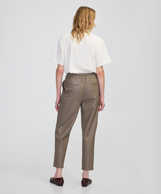 Leather-Effect Carrot-Fit Trousers