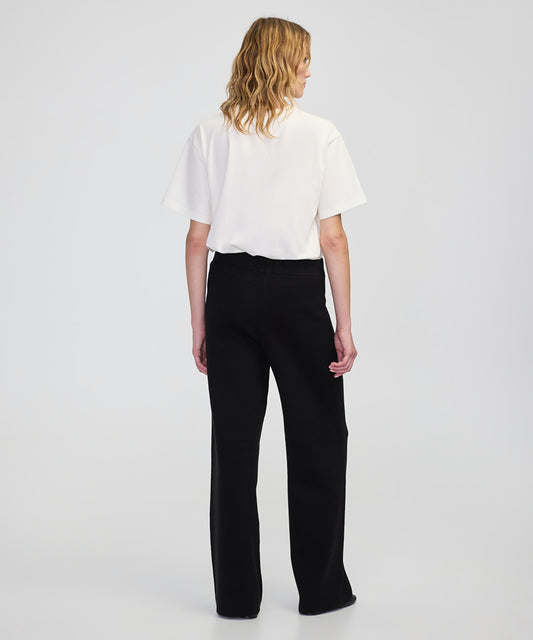 Wide-Leg Knit Trousers with Elastic Waist