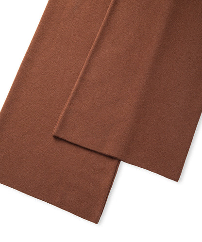 Wide-Leg Knit Trousers with Elastic Waist