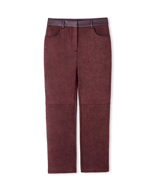 Suede-Effect Straight-Leg Trousers