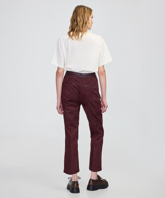 Suede-Effect Straight-Leg Trousers