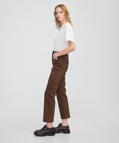 Suede-Effect Straight-Leg Trousers