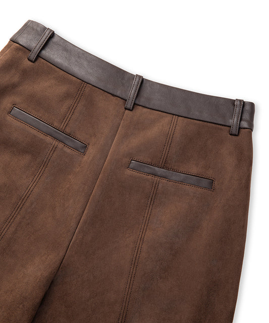 Suede-Effect Straight-Leg Trousers