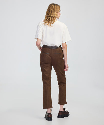 Suede-Effect Straight-Leg Trousers