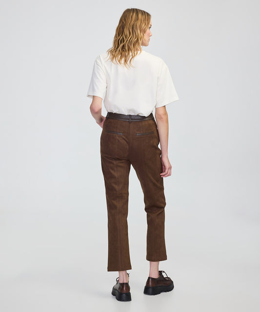Suede-Effect Straight-Leg Trousers