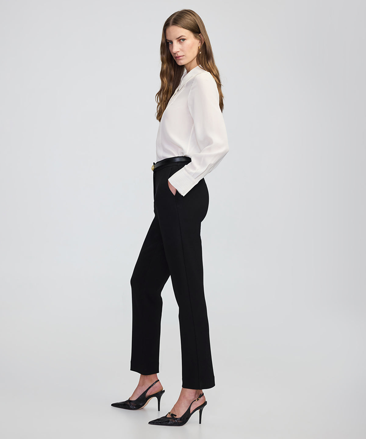 Zoomed Elastic-Back Cigarette Trousers