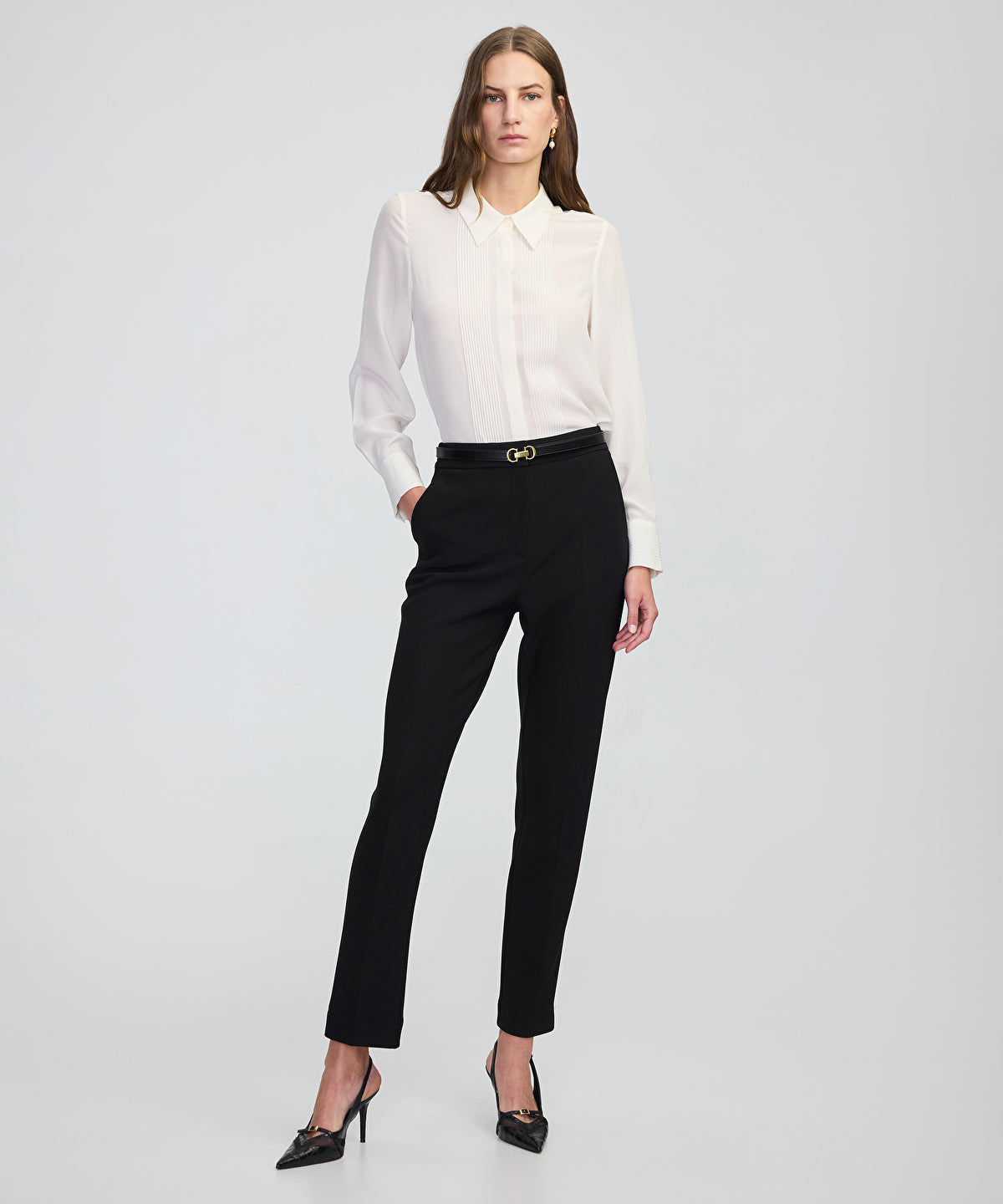 Zoomed Elastic-Back Cigarette Trousers