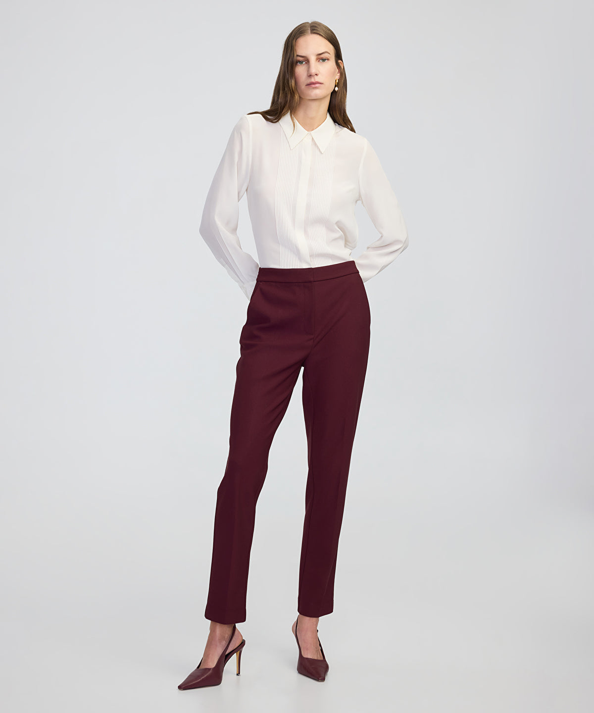 Zoomed Elastic-Back Cigarette Trousers