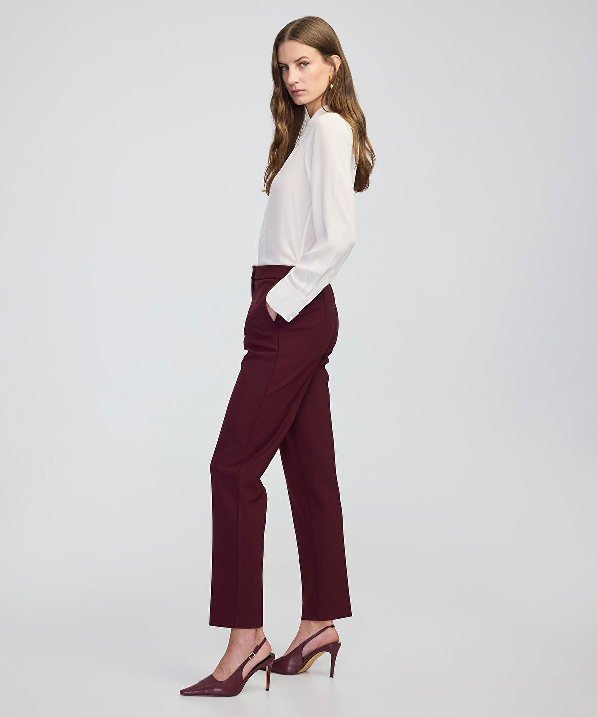 Zoomed Elastic-Back Cigarette Trousers