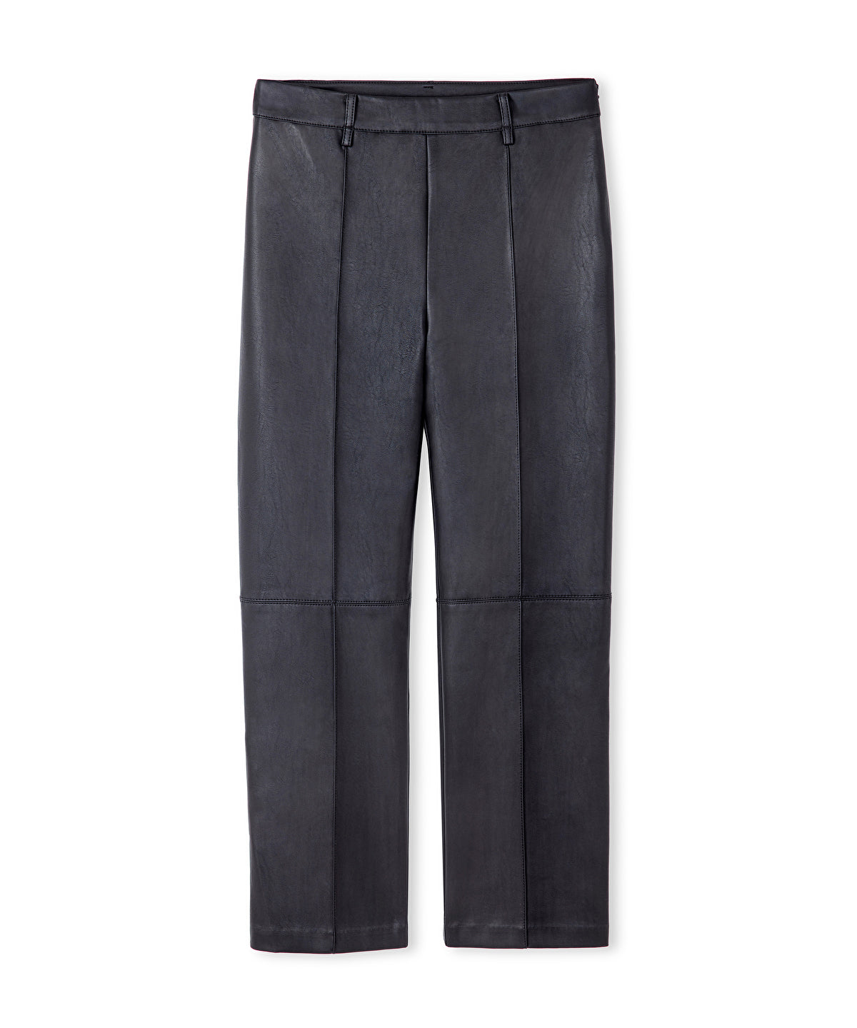 Zoomed Leather-Effect Straight-Leg Trousers