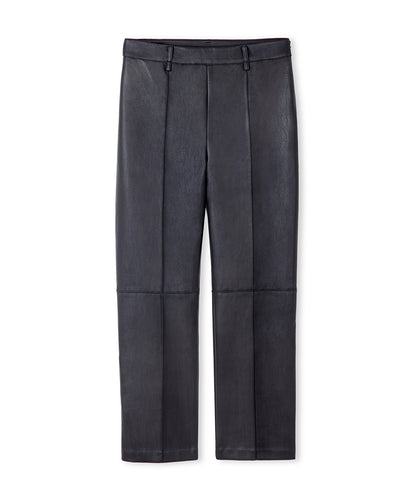 Leather-Effect Straight-Leg Trousers