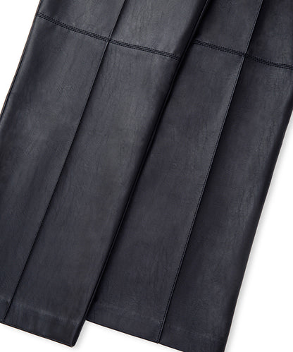 Leather-Effect Straight-Leg Trousers