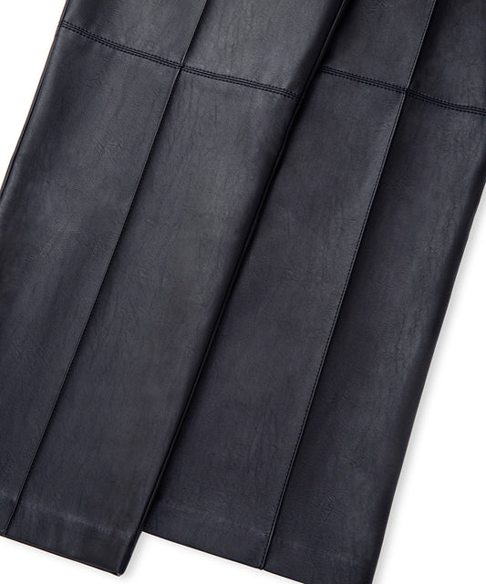 Leather-Effect Straight-Leg Trousers