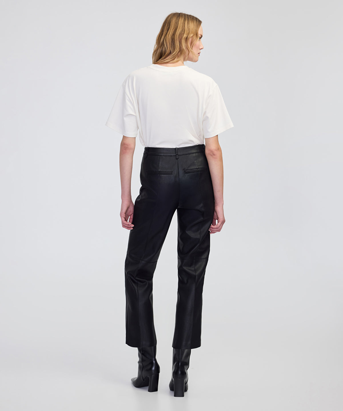 Zoomed Leather-Effect Straight-Leg Trousers