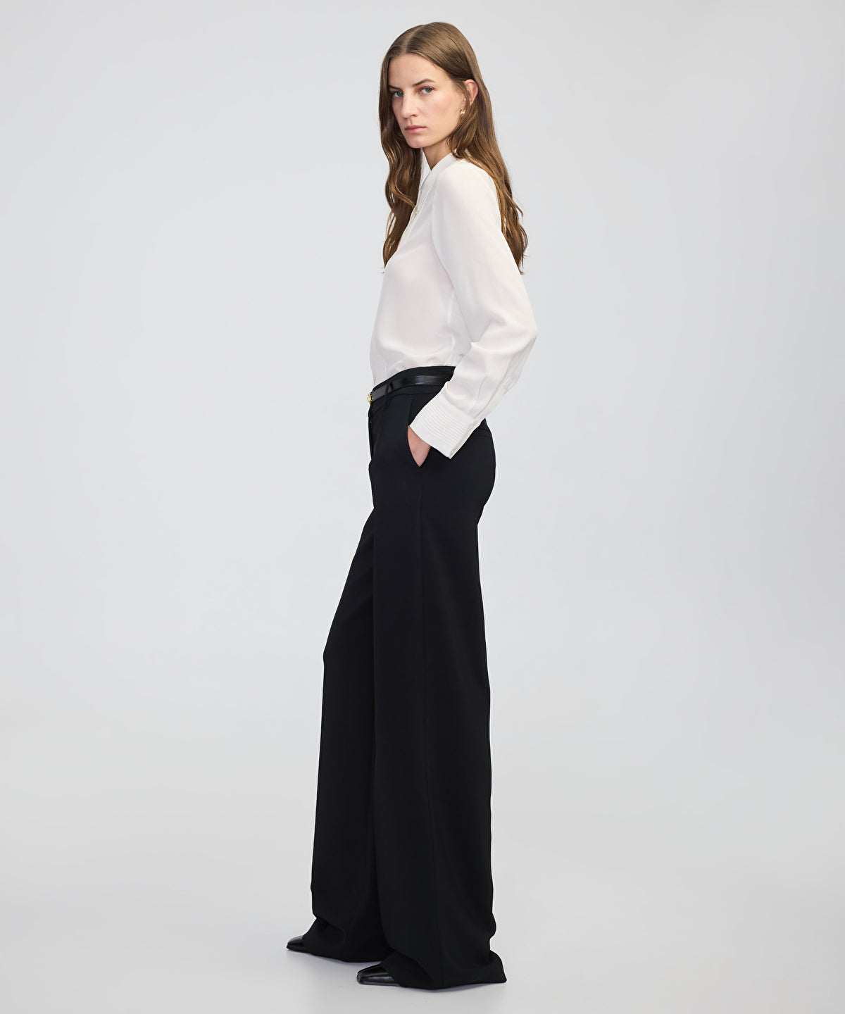 Pressed Crease Wide-Leg Trousers
