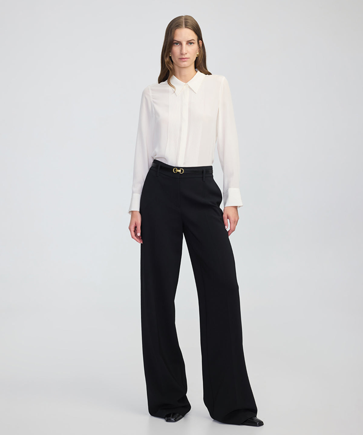 Zoomed Pressed Crease Wide-Leg Trousers