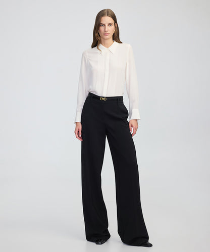 Pressed Crease Wide-Leg Trousers