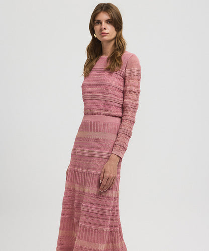 Contrast Textured Knit Skirt 