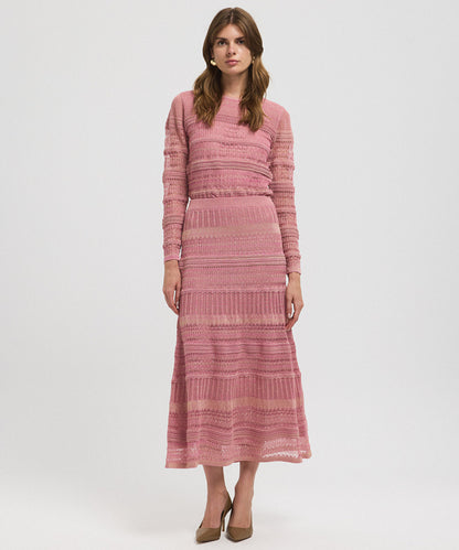 Contrast Textured Knit Skirt 