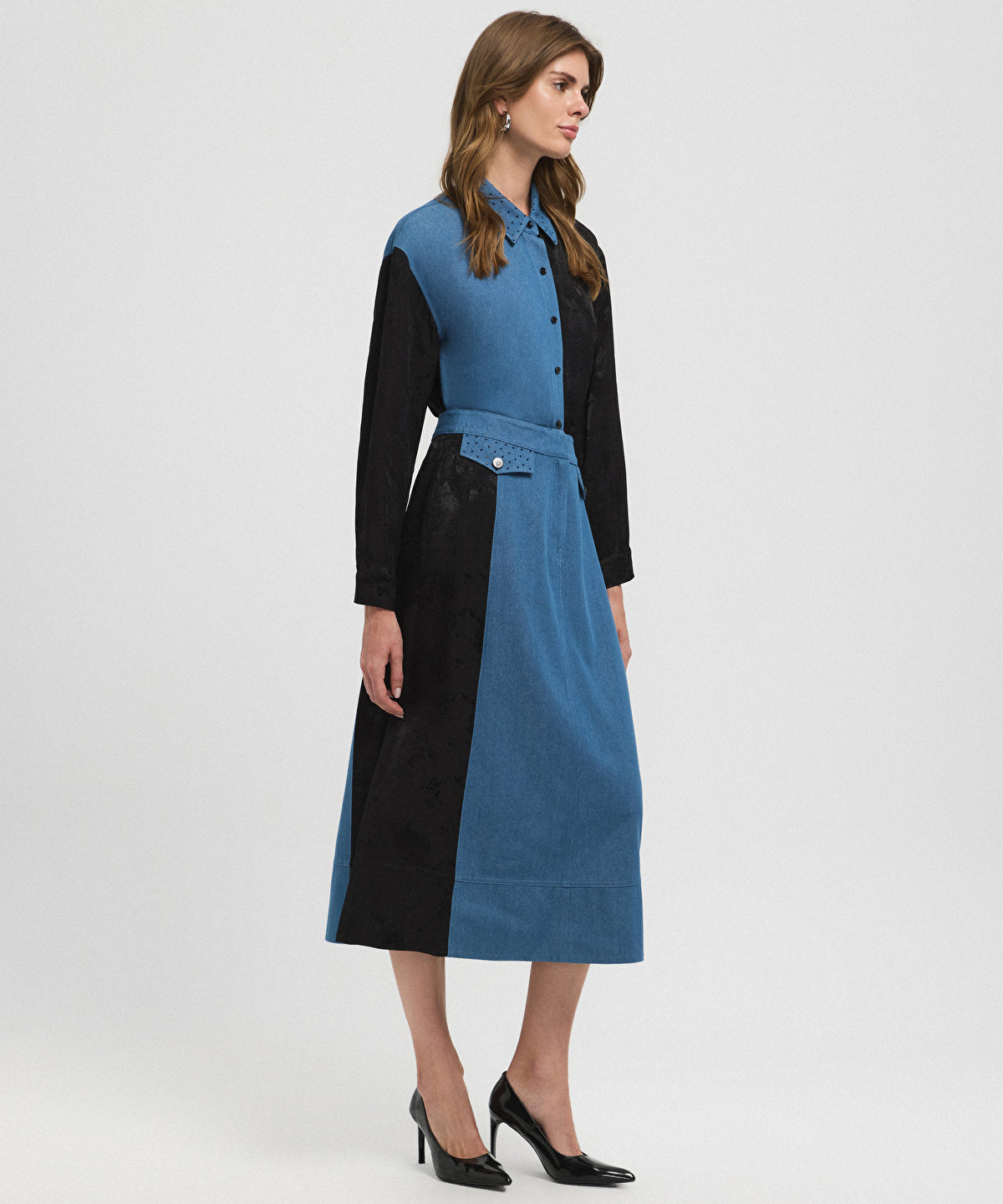 Mixed Color-Block Skirt 