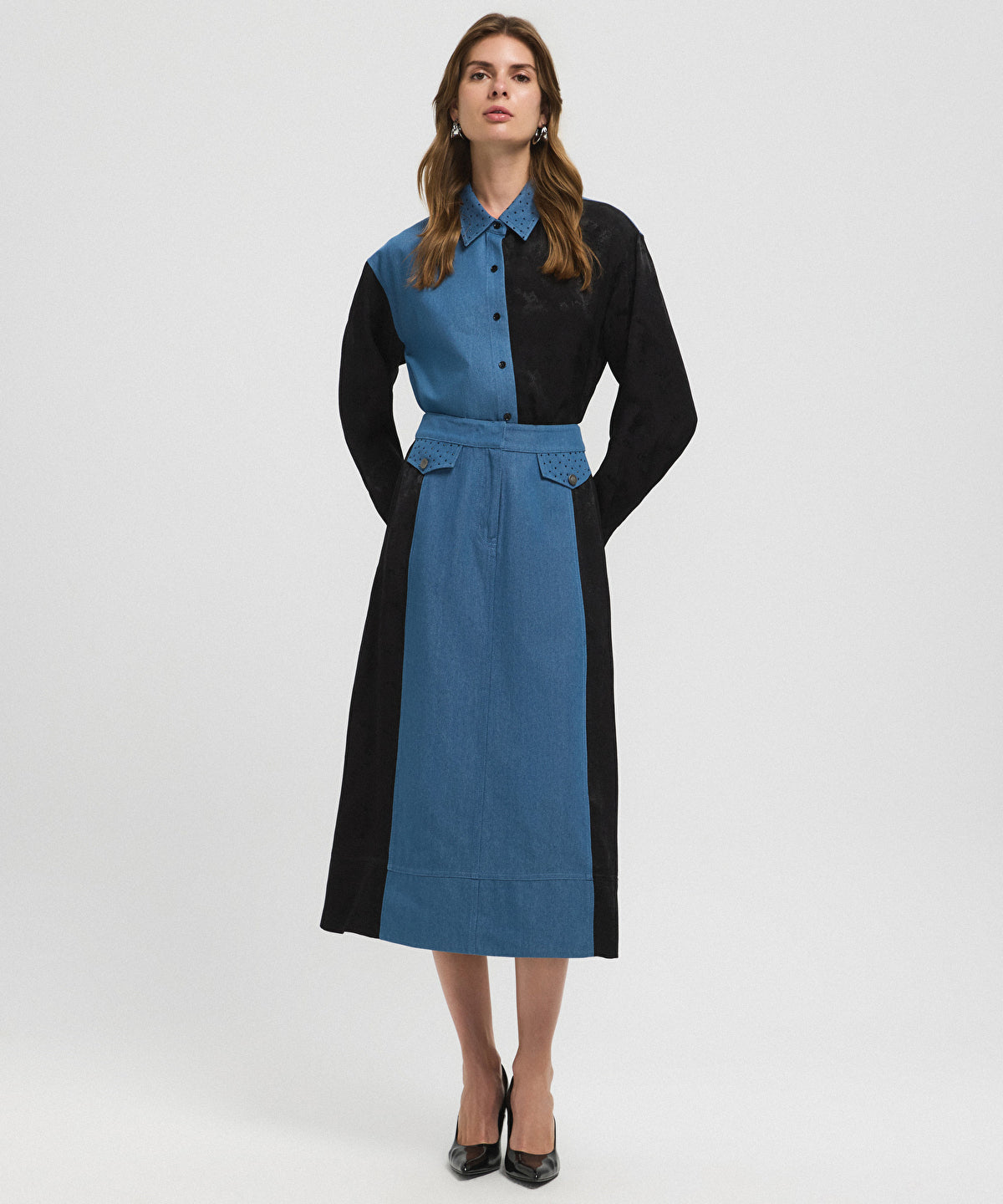 Mixed Color-Block Skirt 