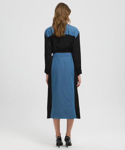 Mixed Color-Block Skirt 