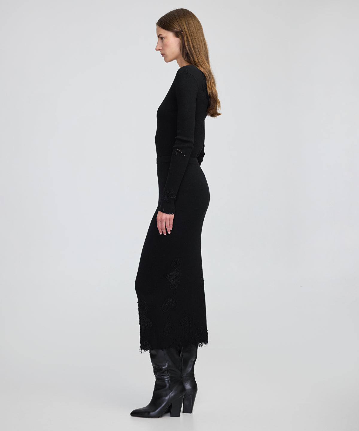 Zoomed Embellished Knit Skirt