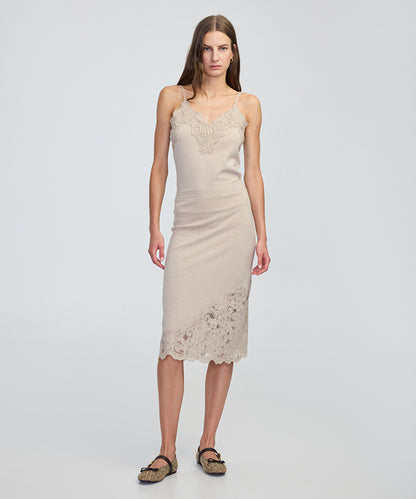Lace-Applique Knit Skirt