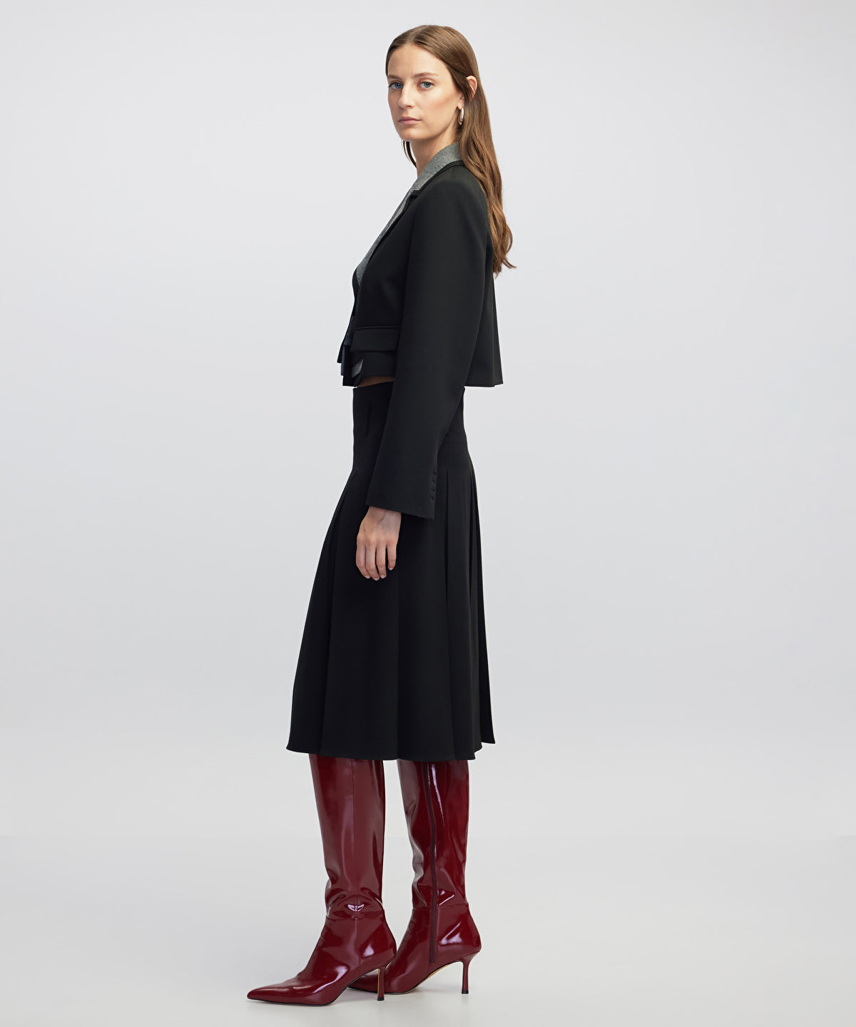 Zoomed Pleated Midi Skirt