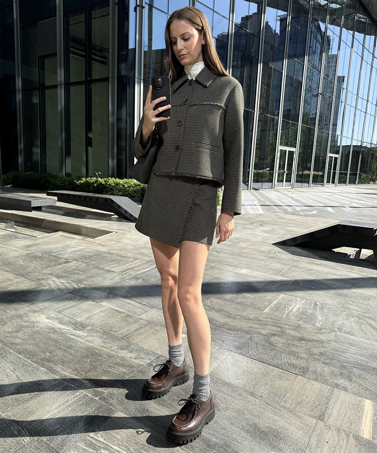 Houndstooth Mini Skirt