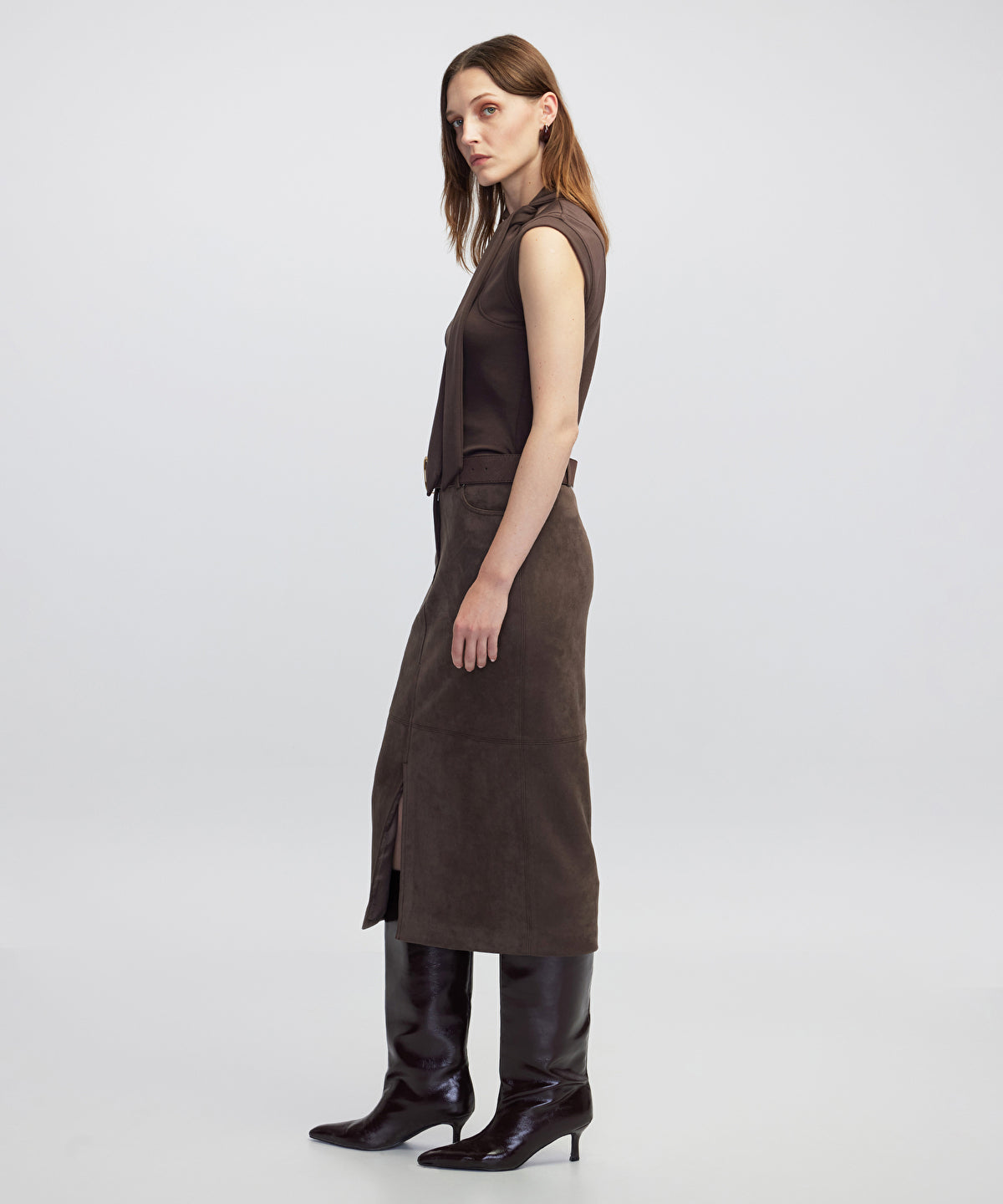 Zoomed Suede-Effect Mini Skirt