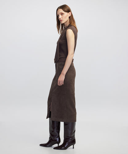 Suede-Effect Mini Skirt