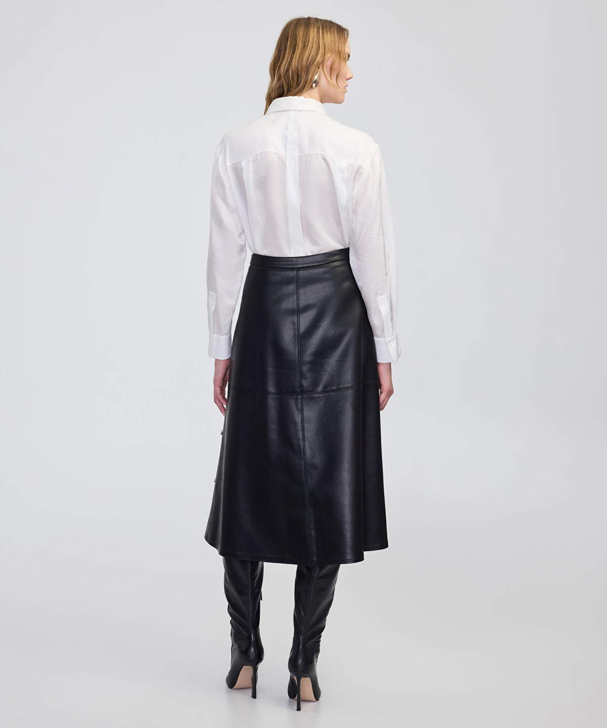 Stud-Embellished Faux-Leather Skirt 