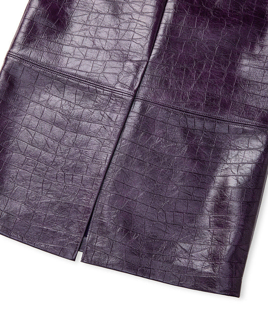 Croc-Effect Midi Skirt