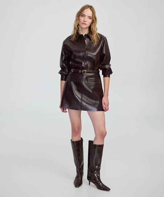 Faux Patent Leather Mini Skirt