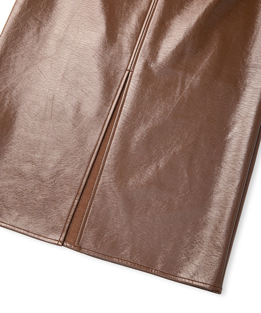 Faux Patent Leather Midi Skirt