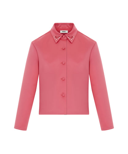 Cutout Jacket with Faux Pearl