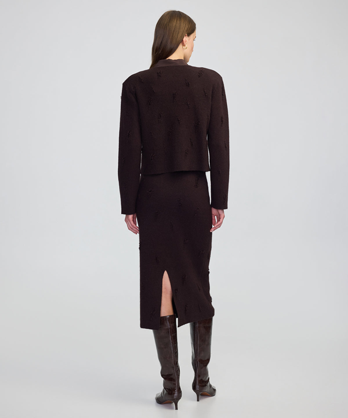 Zoomed Distressed Knit Jacket