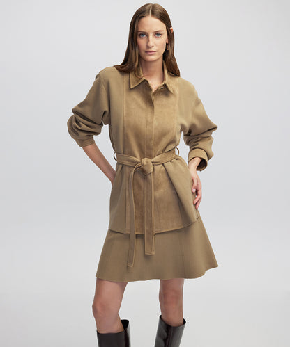 Mixed Media Belted Jacket